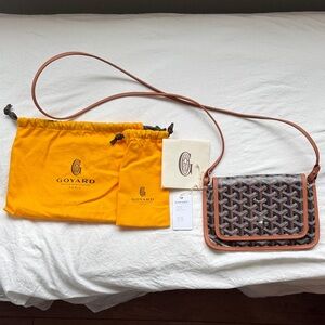 Goyard Brown Goyardine Crossbody with Tan Trim